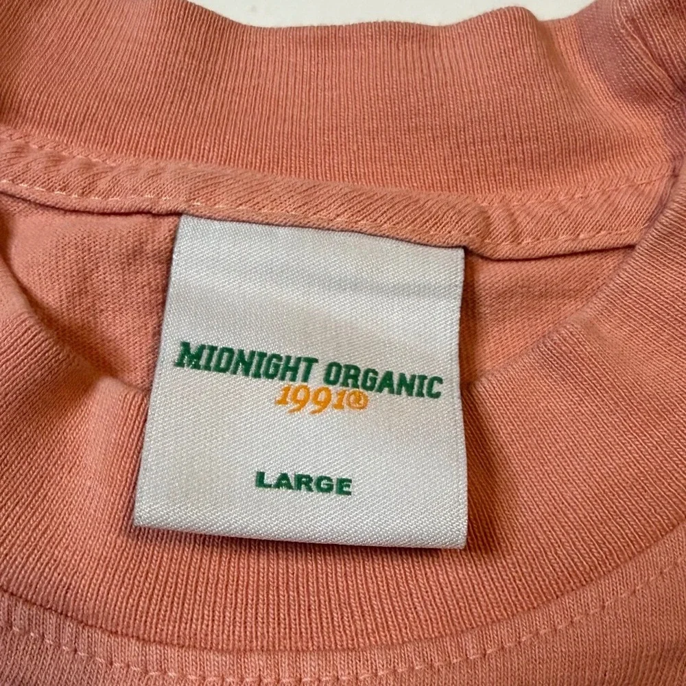 Midnight Organic Yes Lord Palm Tree T-Shirt Mens L Pink Cotton Larry June Tee